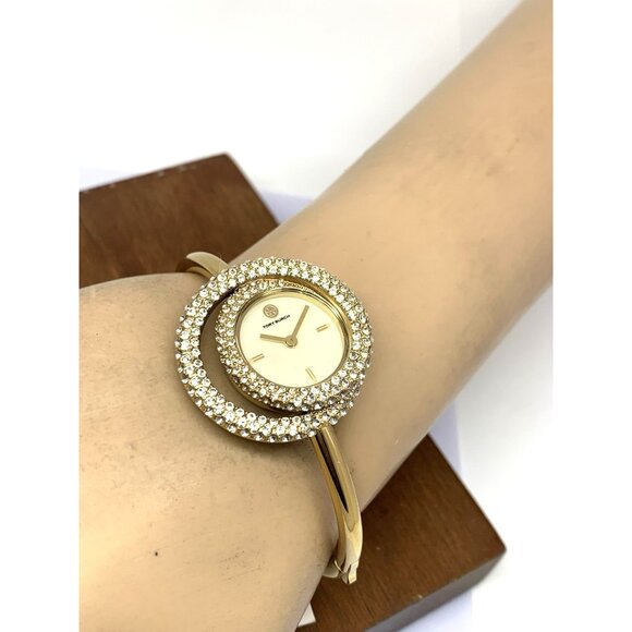 Tory Burch Women\'s Watch TBW7026 Cream Dial Quartz Bangle Swirl Gems Gold Steel main image 8